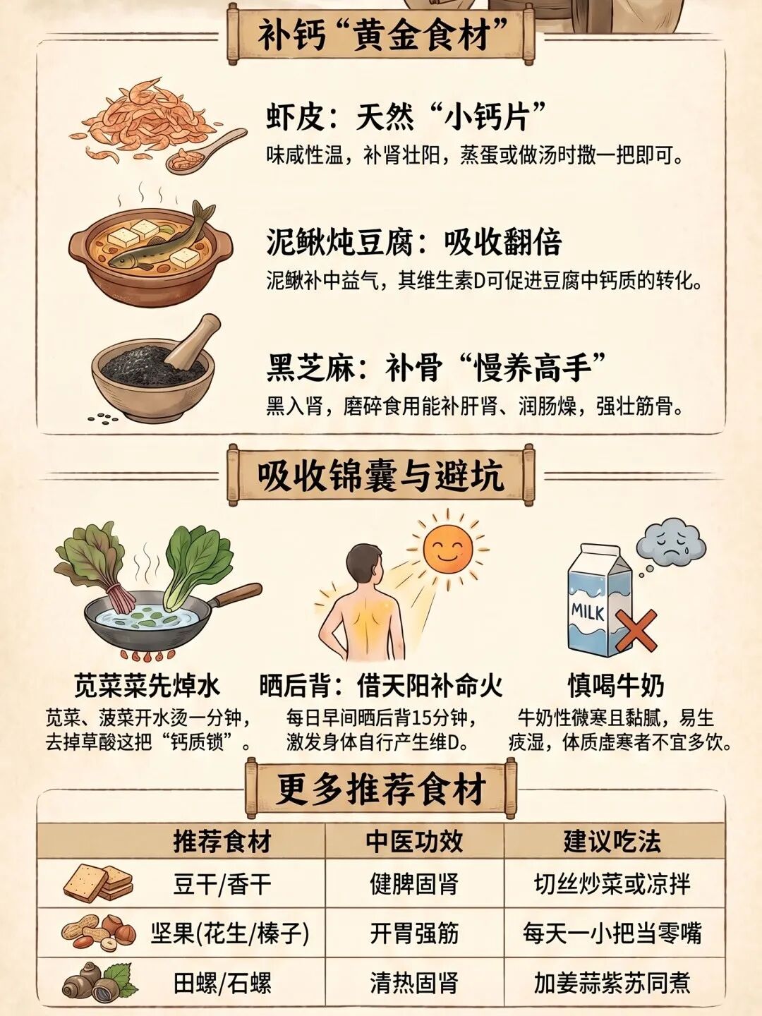 补钙四类食材概览